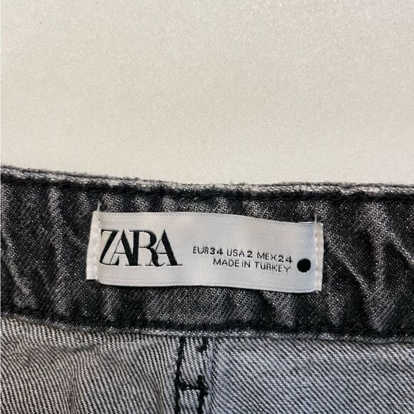 ZARA Cut Off Denim Jean Shorts Women Size 2 Black 6840 099 - Picture 3 of 6